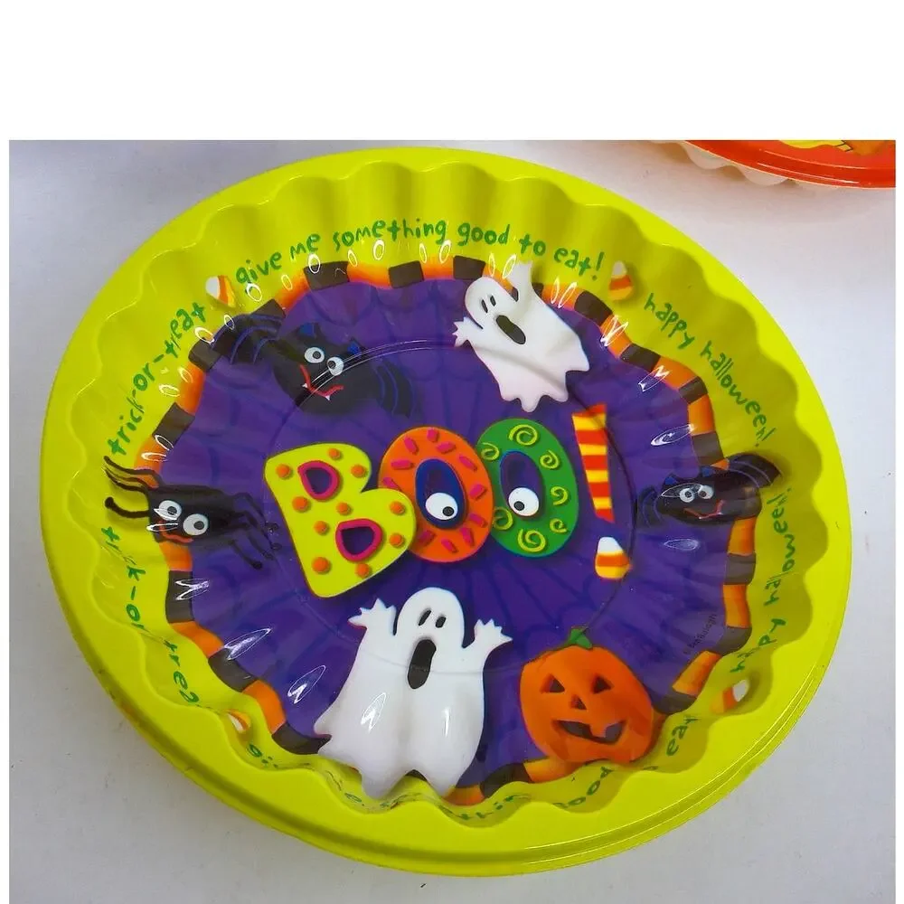 Vintage Ullman Halloween Plates Bowls Set Jack-O-Lantern Black Cat Ghost BOO